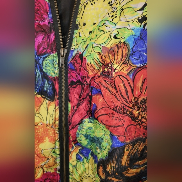 Vintage Robert Stock Limited Multi Color Floral Bomber Jacket Women's XL - Picture 3 of 5